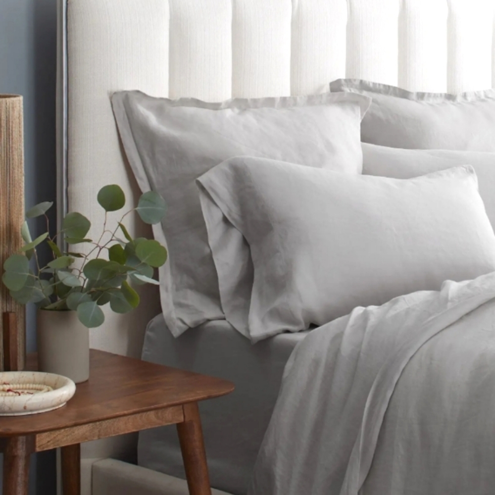 Parachute Garment Washed Linen Pillowcases Fog Grey King Set Of 2